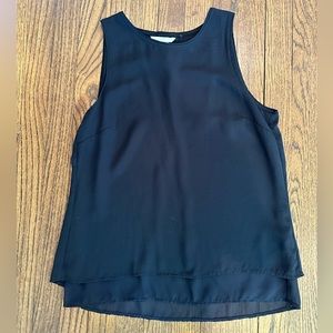 Sleeveless Navy Blouse with Split Back